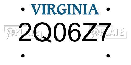 2Q06Z7 Virginia License Plate