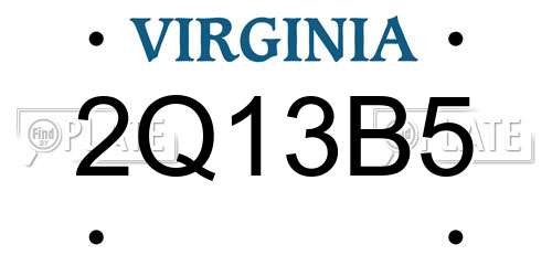 2Q13B5 Virginia License Plate