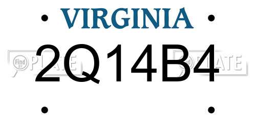 2Q14B4 Virginia License Plate