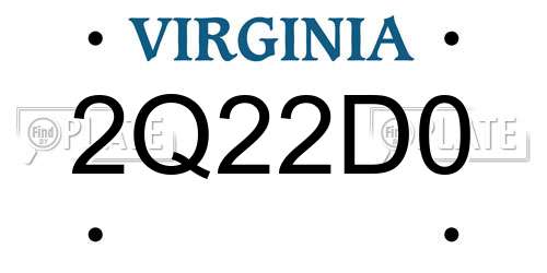 2Q22D0 Virginia License Plate