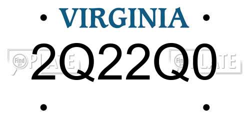 2Q22Q0 Virginia License Plate