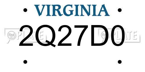 2Q27D0 Virginia License Plate