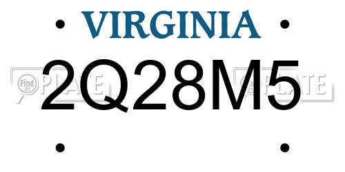 2Q28M5 Virginia License Plate