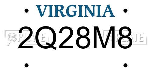 2Q28M8 Virginia License Plate