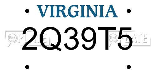 2Q39T5 Virginia License Plate