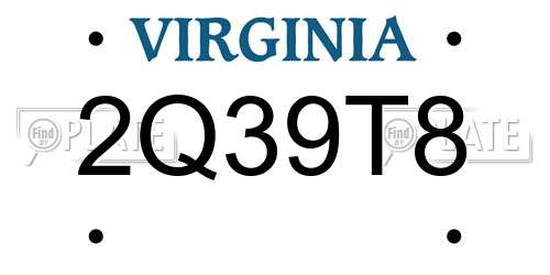2Q39T8 Virginia License Plate