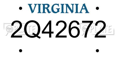 2Q42672 Virginia License Plate