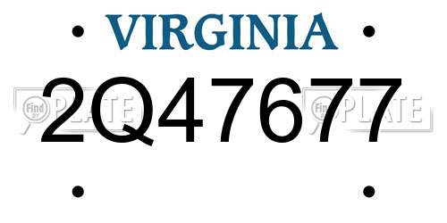 2Q47677 Virginia License Plate