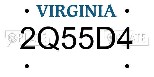 2Q55D4 Virginia License Plate