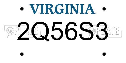 2Q56S3 Virginia License Plate