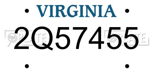 2Q57455 Virginia License Plate