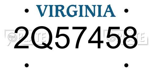 2Q57458 Virginia License Plate