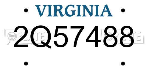 2Q57488 Virginia License Plate