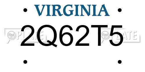 2Q62T5 Virginia License Plate