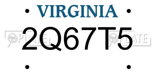 2Q67T5 Virginia License Plate