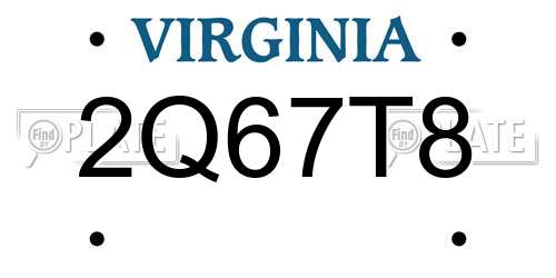 2Q67T8 Virginia License Plate
