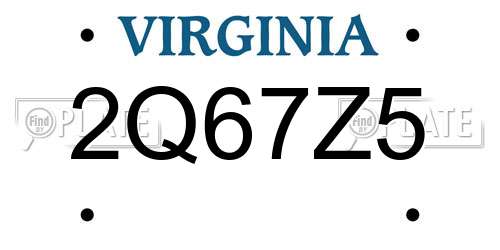 2Q67Z5 Virginia License Plate