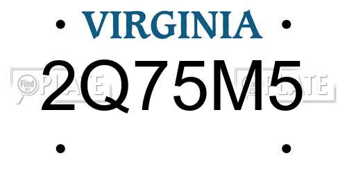 2Q75M5 Virginia License Plate