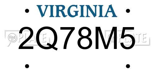 2Q78M5 Virginia License Plate
