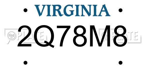 2Q78M8 Virginia License Plate