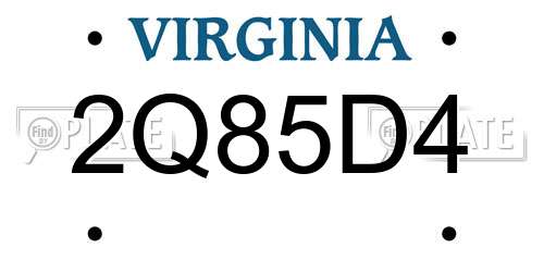 2Q85D4 Virginia License Plate