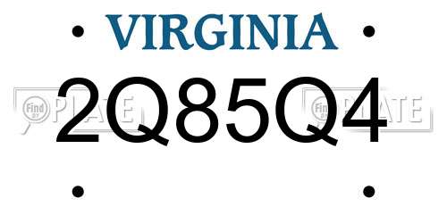 2Q85Q4 Virginia License Plate