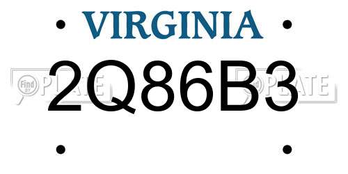 2Q86B3 Virginia License Plate