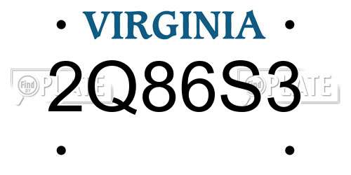 2Q86S3 Virginia License Plate