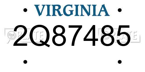 2Q87485 Virginia License Plate