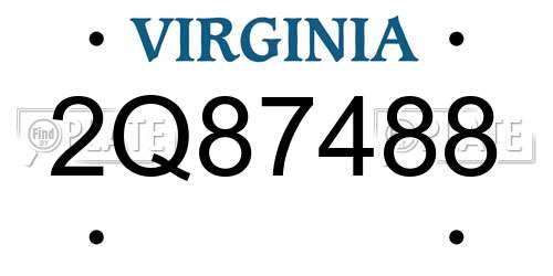 2Q87488 Virginia License Plate