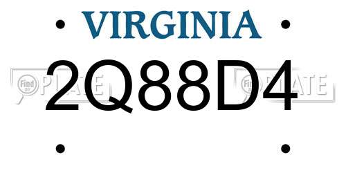 2Q88D4 Virginia License Plate