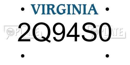 2Q94S0 Virginia License Plate