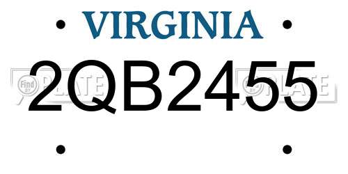 2QB2455 Virginia License Plate