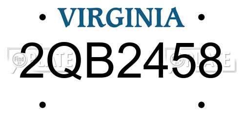 2QB2458 Virginia License Plate