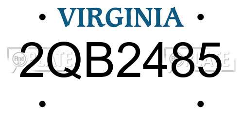2QB2485 Virginia License Plate
