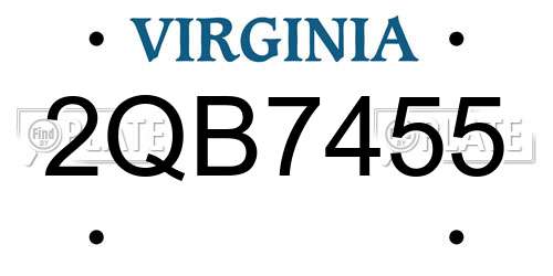 2QB7455 Virginia License Plate