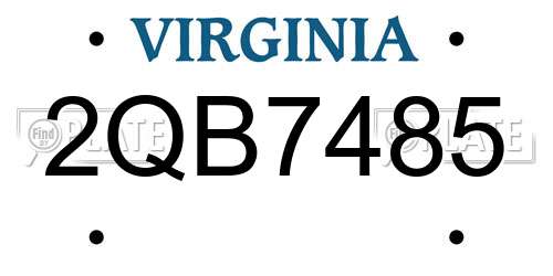 2QB7485 Virginia License Plate