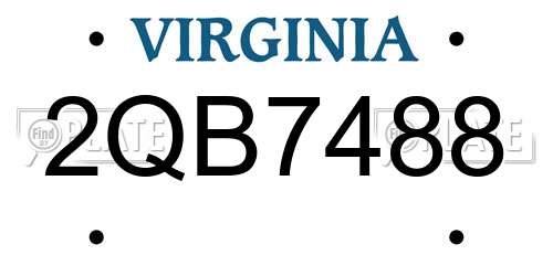 2QB7488 Virginia License Plate