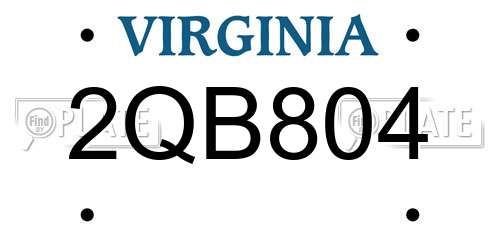 2QB804 Virginia License Plate