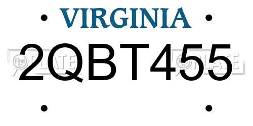 2QBT455 Virginia License Plate