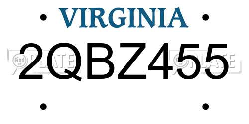 2QBZ455 Virginia License Plate