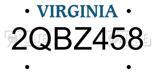 2QBZ458 Virginia License Plate