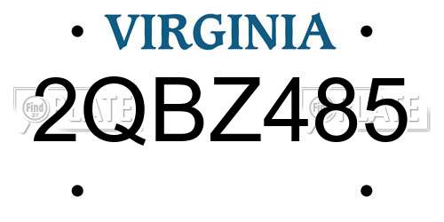 2QBZ485 Virginia License Plate