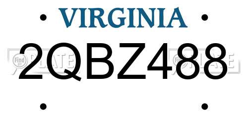 2QBZ488 Virginia License Plate