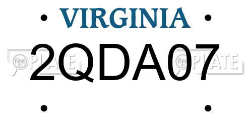 2QDA07 Virginia License Plate