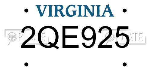 2QE925 Virginia License Plate