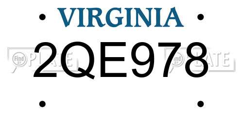 2QE978 Virginia License Plate