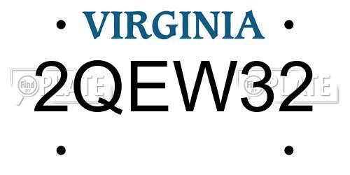 2QEW32 Virginia License Plate