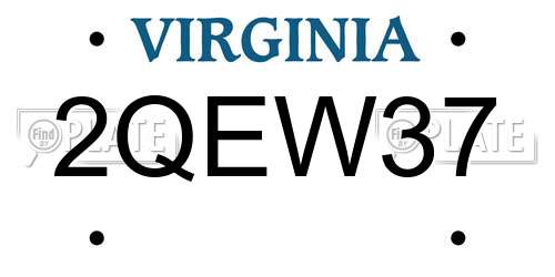2QEW37 Virginia License Plate