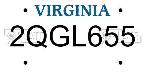 2QGL655 Virginia License Plate